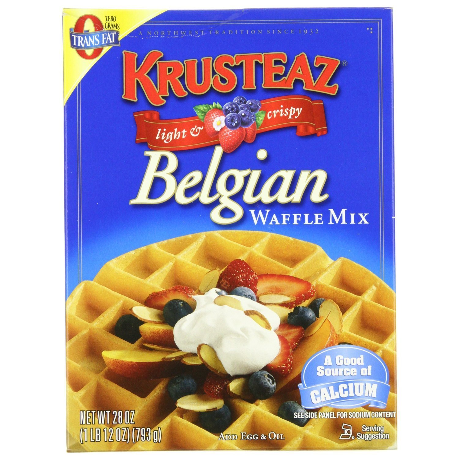 Krusteaz, Light & Crispy Belgian Waffle Mix, 28oz Box (Pack of 6)