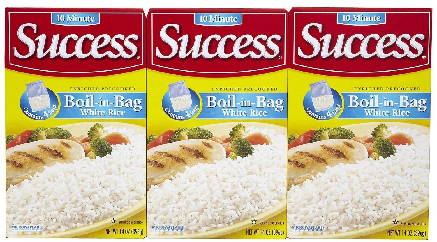 Success Rice, 10 Minute, BoilinBag, Natural Long Grain White Rice, 14oz Box