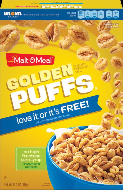 MaltOMeal® Brand Cereals, Boxed Cold Cereals, 14.5Ounce Box (Golden Puffs)