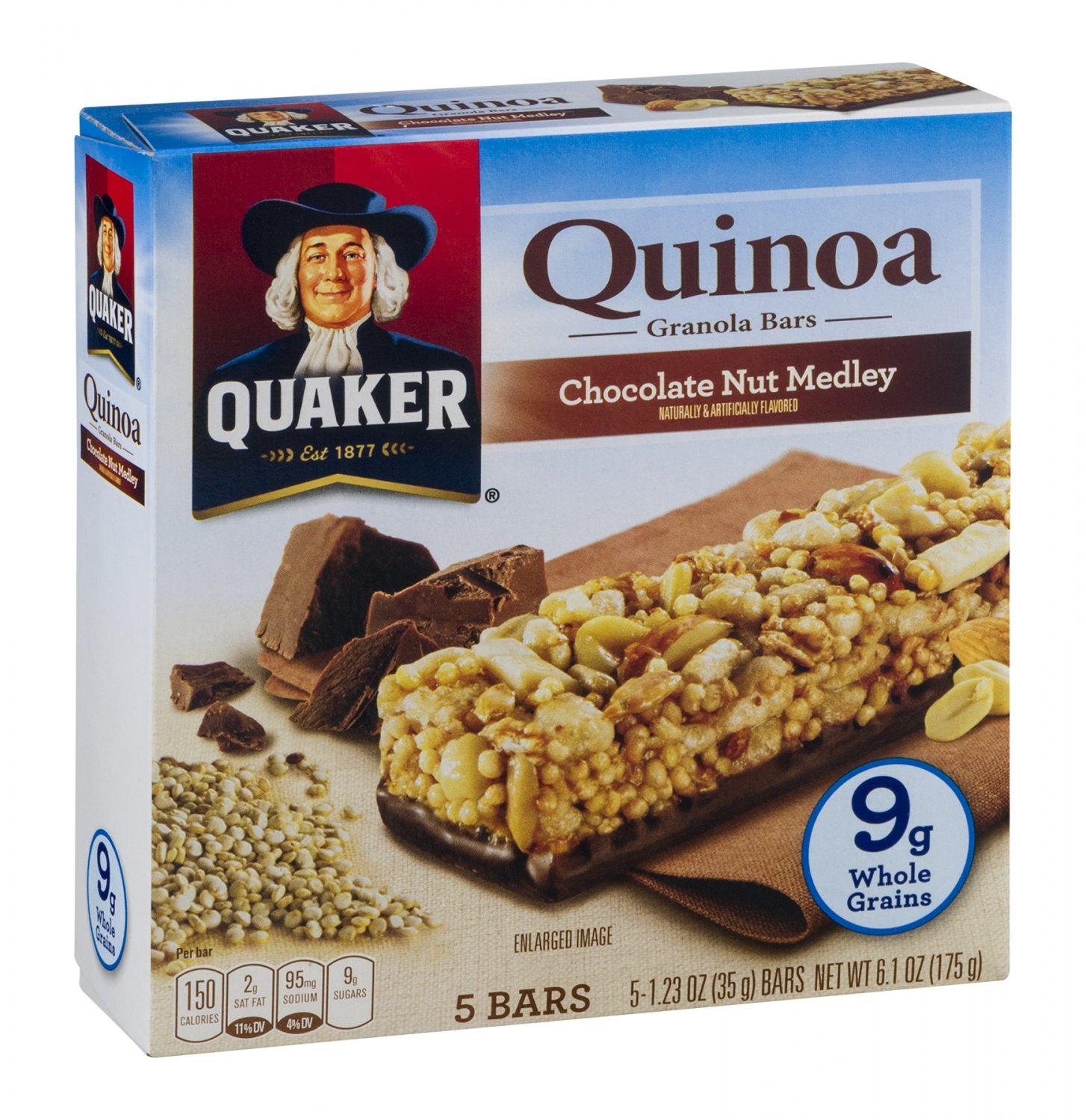 Quaker, Quinoa Granola Bars, 5 Count (1.23oz), 6.1oz Box (Chocolate Nut