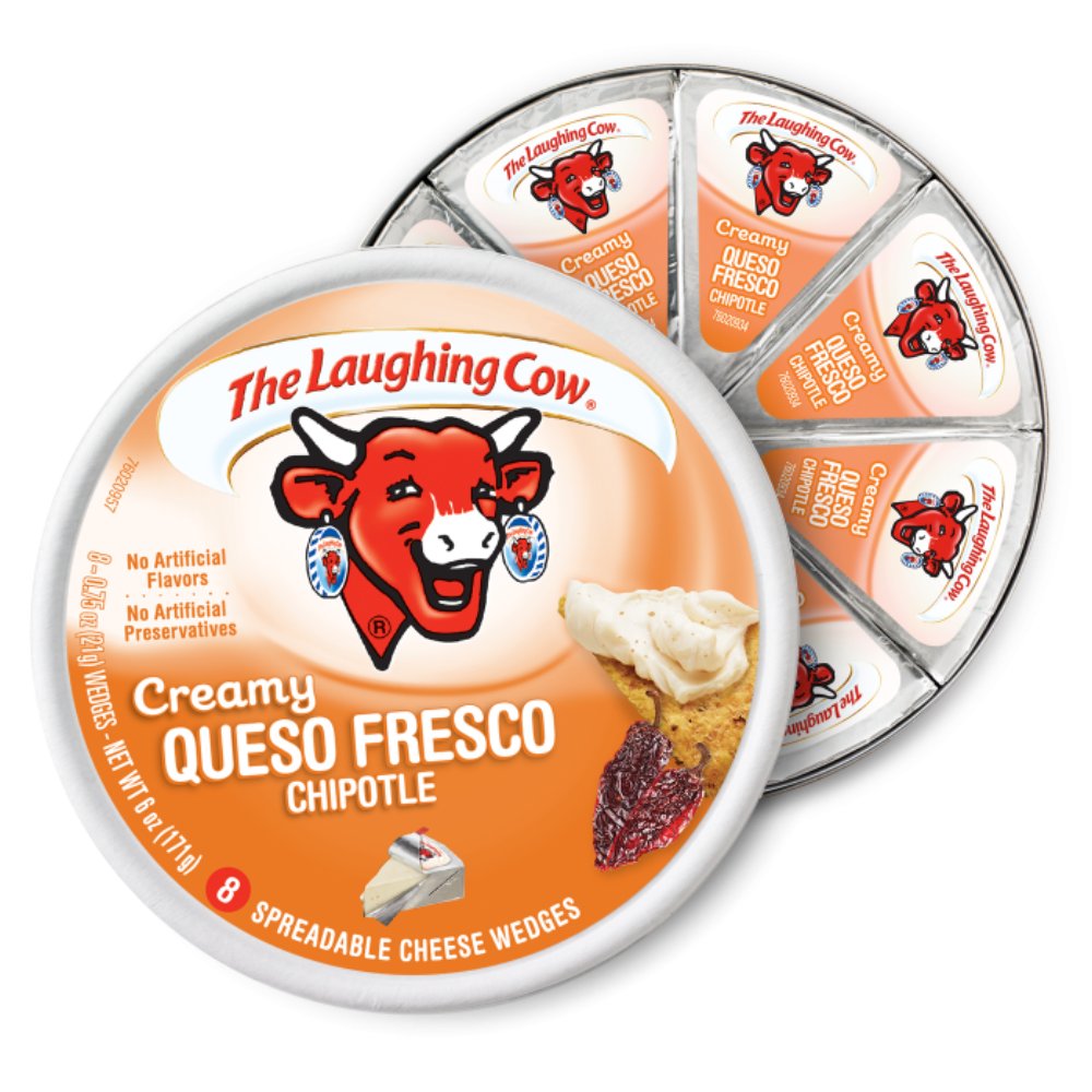 The Laughing Cow Spreadable Cheese Wedges 6oz Round Creamy Queso Fresco Chipotle 7548