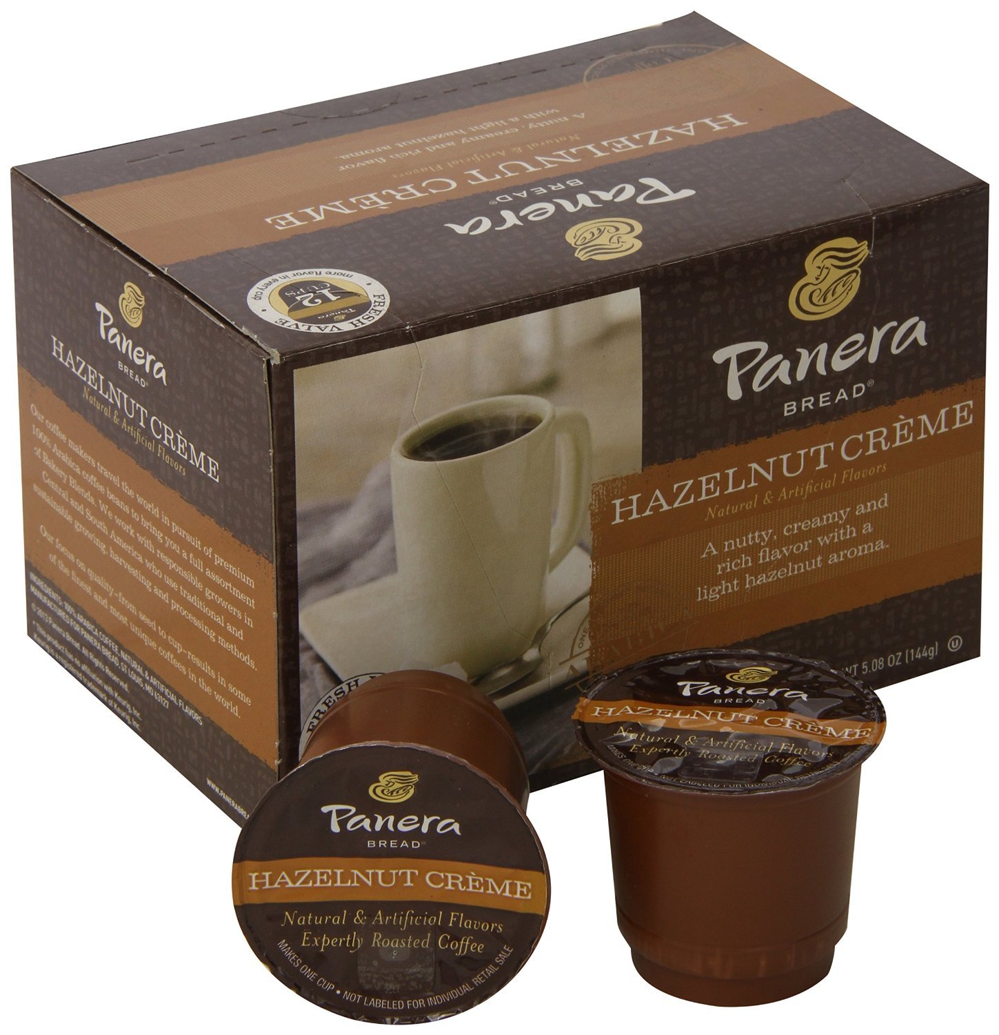 Panera Bread, K-Cup Single Serve Coffee, 12 Count, 5.08oz Box (Hazelnut ...