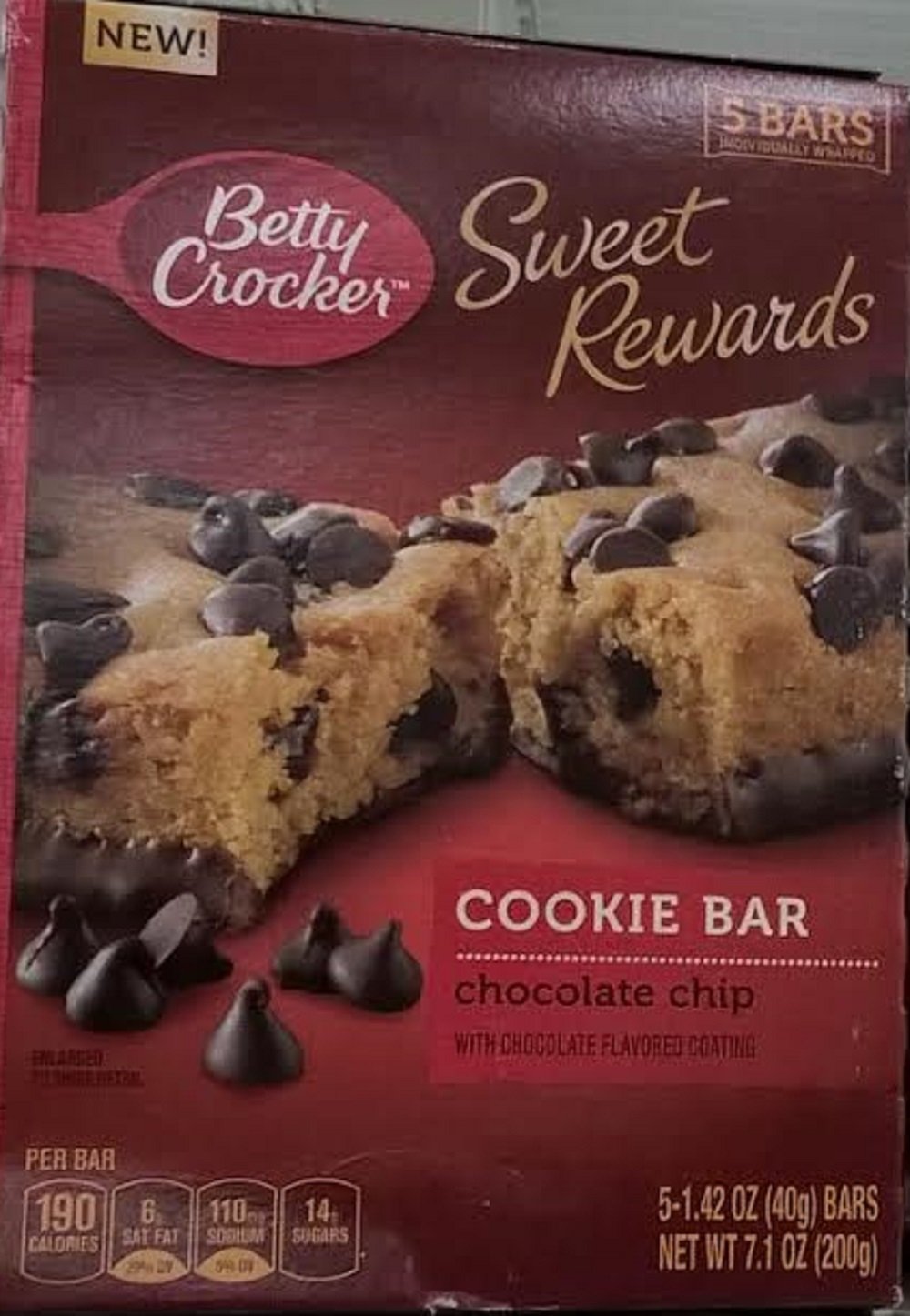 Betty Crocker, Sweet Rewards Bars, 5 Count, 7.1oz Box (Cookie Bar)