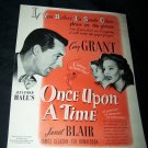 Vintage 1944 ONCE UPON TIME Carrie Grant Movie Print Ad