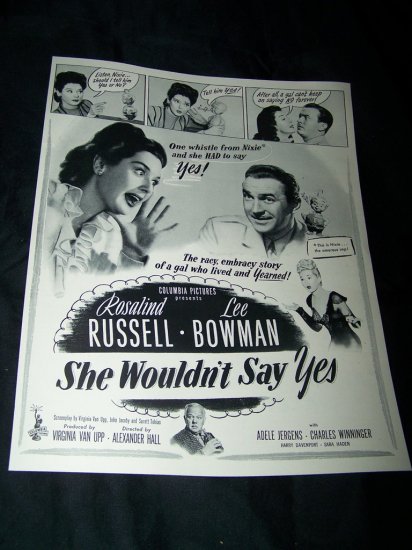 Vintage 1945 SHE WOULDN'T SAY YES Movie Print Ad