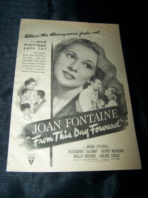 1946 FROM THIS DAY FORWARD Joan Fontaine Movie Print Ad