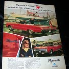 Vintage 1967 PLYMOUTH Sport Fury Boating Boat Print Ad