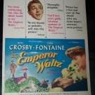 Vintage EMPEROR WALTZ Joan Fontain Bing Crosby Print Ad