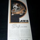Vintage 1945 PARIS BELT Jack Terrier Russell Print Ad