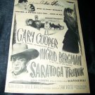 Vintage 1946 SARATOGA TRUNK Gary Cooper Movie Print Ad