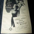 Vintage 1946 TOMMORROW IS FOREVER Claudette Colbert, Orson Welles, George Brent Print Ad