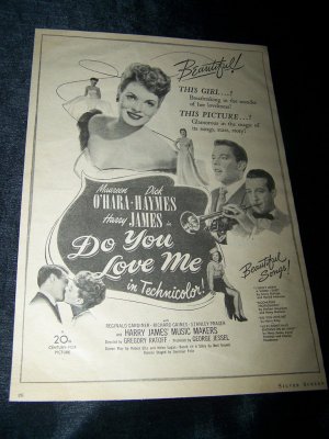 Vintage 1946 DO YOU LOVE Maureen O'Hara Movie Print Ad
