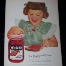 Vintage 1947 WELCH'S CHERRY PRESERVES Child Print Ad