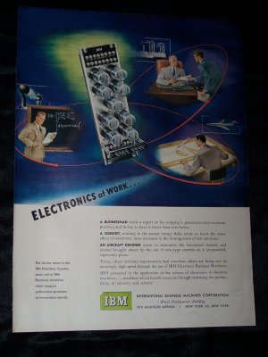 Vintage 1950 IBM Electronics at Work COMPUTER Print Ad