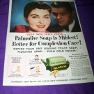 Vintage 1954 PALMOLIVE SOAP Complexion Woman Print Ad