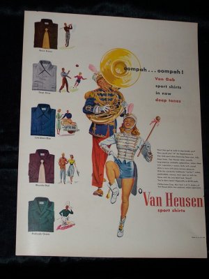 Vintage 1948 VAN HEUSEN Shirts Marching Band Print Ad