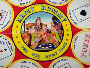 Vintage 1941 De Luxe GAME CHEST Army Rummy Transogram