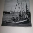 Vintage 1930s FISHING BOAT AT DOCK Original PHOTO w/Mat