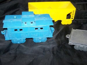 Vintage 60s Jumbo Vinyl Plastic Toy Train Railroad Lot