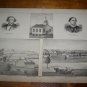 Antique 1870s Charles Chaffe Sheshequin Bradford PA Horne-Brook Church Lithograph Farm Print