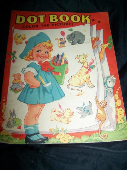 Vintage 1945 DOT BOOK COLOR PICTURES Coloring Saalfield