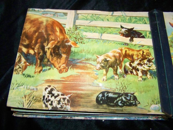 Vintage 1947 FARM ANIMALS SQUEEKUM BOOK McLoughlin~Rare