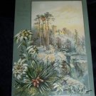Antique 1880s Chromo Litho CHRISTMAS CARD Snow Castle