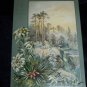 Antique 1880s Chromo Litho CHRISTMAS CARD Snow Castle