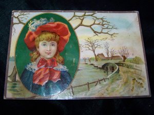 Victorian/Antique 1880s Chromo Litho Lithograph Trading Card Child