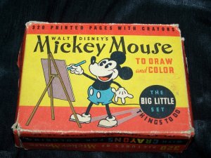 Vintage 1930s Walt Disney MICKEY MOUSE Draw Color BIG LITTLE Book
