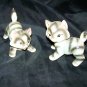 Vintage 1950s Grey Tabby Cat Playing Kitten Figurine Lot