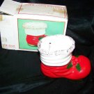 Vintage Christmas SANTA'S BOOT Ceramic BANK Made in Japan with Box