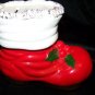 Vintage Christmas SANTA'S BOOT Ceramic BANK Made in Japan with Box