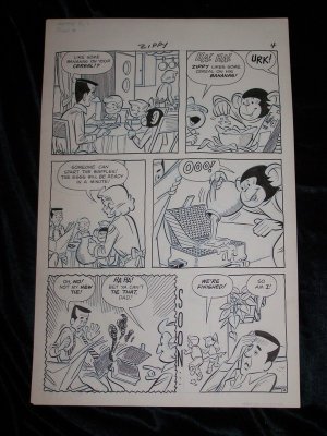 Vintage Original Comic Book Art ZIPPY THE CHIMP #1 p4 TV Monkey