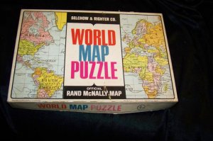 Vintage Selchow & Righter WORLD MAP PUZZLE Rand McNally
