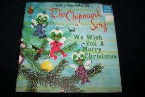 Vintage Three Happy Crickets Sing THE CHIPMUNK SONG Merry Christmas Cricket Cx-18 78 Record