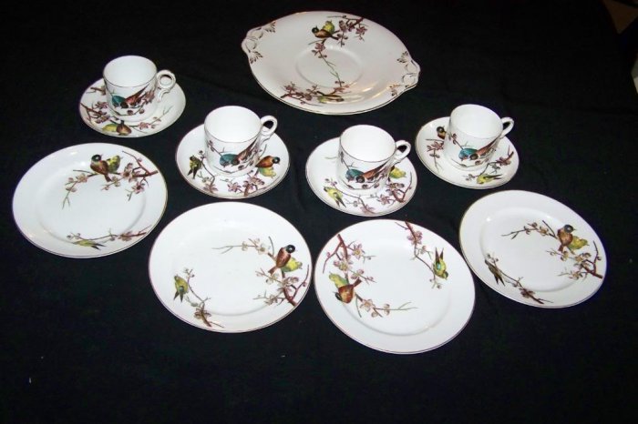 Antique ALFRED B PEARCE Birds Tea Cup Plate Saucer Plate Lot