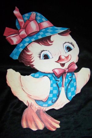 Vintage 1970s EASTER CHICK 16" Diecut Paper Decoration