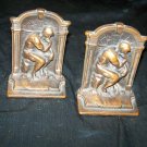 Vintage The Thinker Rodin Bookends by Verona Pot Metal/Bronze Finish