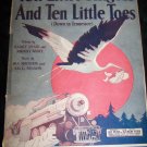 Vintage 1921 Ten Little Fingers and 10 Little Toes Sheet Music Train Stork