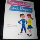 Vintage 1960 FUNNY RIDDLES RHYMES Boys Girls 7-11 Book