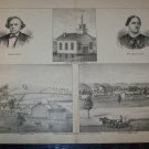 Antique 1870s Charles Chaffe Sheshequin Bradford PA Horne-Brook Church Lithograph Farm Print