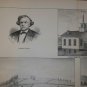 Antique 1870s Charles Chaffe Sheshequin Bradford PA Horne-Brook Church Lithograph Farm Print