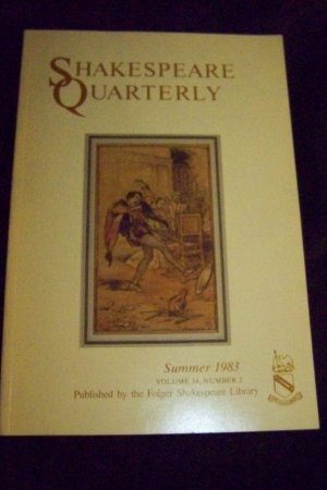 Shakespeare Quarterly Scholarly Journal Folger Library vol 34 #2 Summer 1983