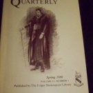 Shakespeare Quarterly Scholarly Journal Folger Library vol 31 #1 Spring 1980