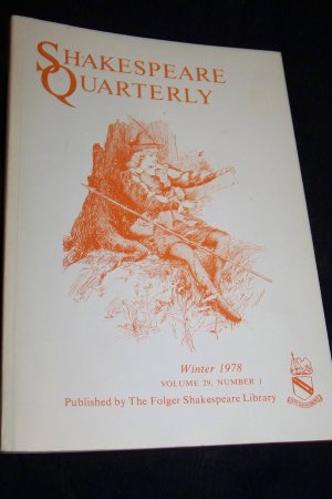 Shakespeare Quarterly Scholarly Journal Folger Library vol 29 #1 Winter 1978