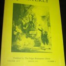 Shakespeare Quarterly Scholarly Journal Folger Library vol 26 Spring 1975 #2