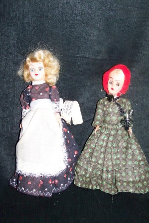 Vintage 1960s Hard Plastic Colonial Dress 8" Fashion Doll Lot