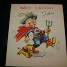 Vintage 1940s Superhero Father's Doubl-Glo Birthday Card