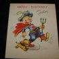 Vintage 1940s Superhero Father's Doubl-Glo Birthday Card